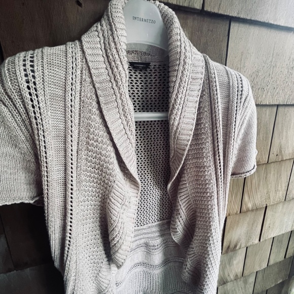 Denver Hayes L Short Sleeved Open Knit Cardigan Open Front Vest - Picture 6 of 13